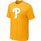 Men's Philadelphia Phillies Fresh Logo Yellow T-Shirt,baseball caps,new era cap wholesale,wholesale hats